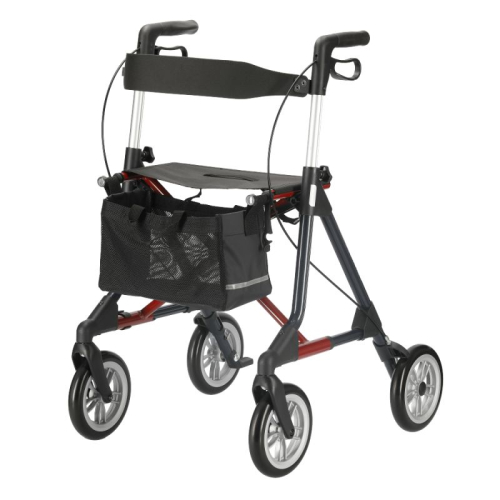 Rollator elan plus, inkl. Tasche, Stockhalter und Rückengurt, max. 150 kg bel.>>>>Farbe: anthrazit/dunkelrot Rollator elan plus, inkl. Tasche, Stockhalter und Rückengurt, max. 150 kg bel.>>>>Farbe: anthrazit/dunkelrot