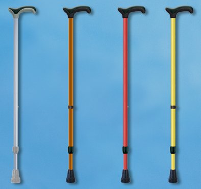 Metall-Gehstock Derby mit Druckknopfverstellung>>>>Farbe: schwarz-eloxal Metall-Gehstock Derby mit Druckknopfverstellung>>>>Farbe: schwarz-eloxal