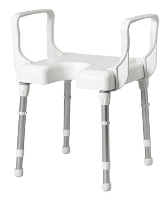 Duschhocker CANNES mit Armlehnen und Ausschnitt, weiß>>>>