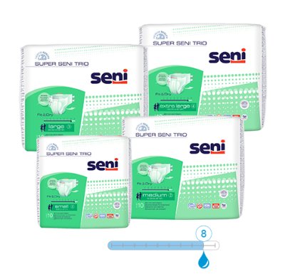 Inkontinenzhosen Super Seni Trio Extra Large, Hüfte 130 bis 170 cm (1 Karton: 6 x 10 Stück)>>>>