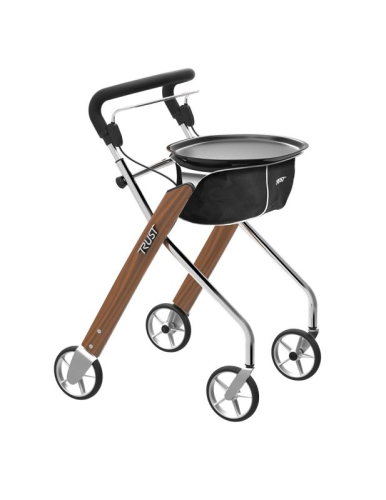 Rollator Let´s Dream, Wohnraumrollator,>>>>Holzoptik/chrom, inkl. Tablett und Stoffkorb Rollator Let´s Dream, Wohnraumrollator,>>>>Holzoptik/chrom, inkl. Tablett und Stoffkorb