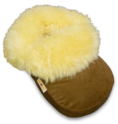 Fußwärmer Echtfell medizinisch Cord braun>>>>