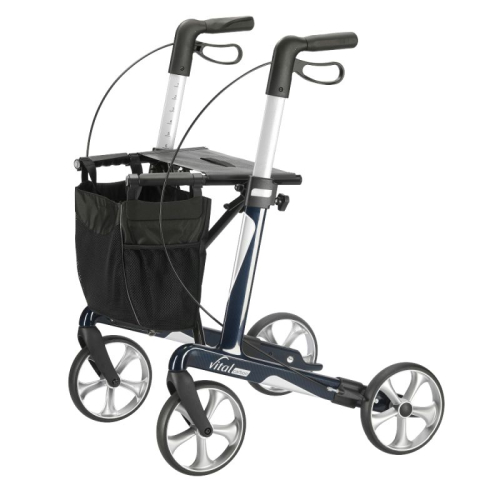 Rollator vital carbon, inkl. Stockhalter u. Stofftasche, max. 150 kg bel.>>>>Farbe: saphirblau SH 62 cm