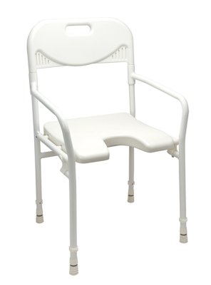 Duschstuhl mit Armlehnen und Ausschnitt, höhenvestellbar weiß>>>> Duschstuhl mit Armlehnen und Ausschnitt, höhenvestellbar weiß>>>>