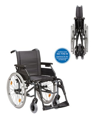 Standardrollstuhl Tomtar MR-S mit Kombiarmlehne, PU mangan grey metallic>>>>SB 42 cm Standardrollstuhl Tomtar MR-S mit Kombiarmlehne, PU mangan grey metallic>>>>SB 42 cm