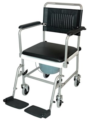 Toilettenrollstuhl TRS 130 chrom-schwarz>>>>