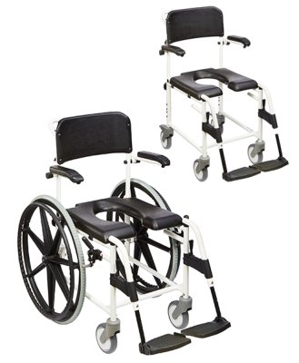 Dusch-Toilettenstuhl Levina 400-2 24" Räder, weiß-schwarz>>>> Dusch-Toilettenstuhl Levina 400-2 24" Räder, weiß-schwarz>>>>