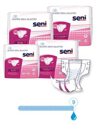 Inkontinenzhosen Super Seni Quatro Large, Hüfte 100-150 cm (1 Karton: 6 x 10 Stück)>>>>