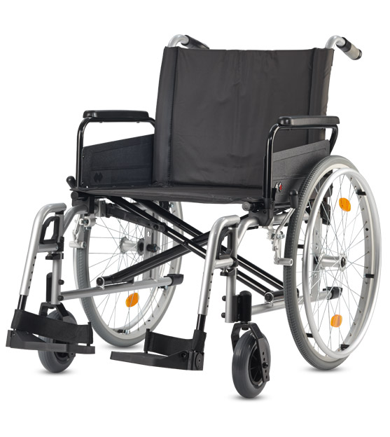 Leichtgewichtrollstuhl Pyro light optima XL, Kombi-Armlehne,PU,m. Trommelbremse silber-metallic>>>>SB 58 cm