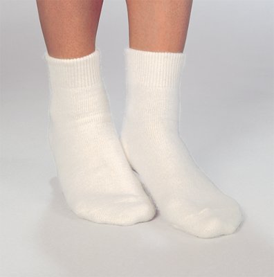Fußwärmer/Socken 40% Angora m.Frotteesohle natur Gr.XL