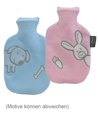 Wärmflasche für Kinder mit Fleecebezug>>>>Farbe: hellblau