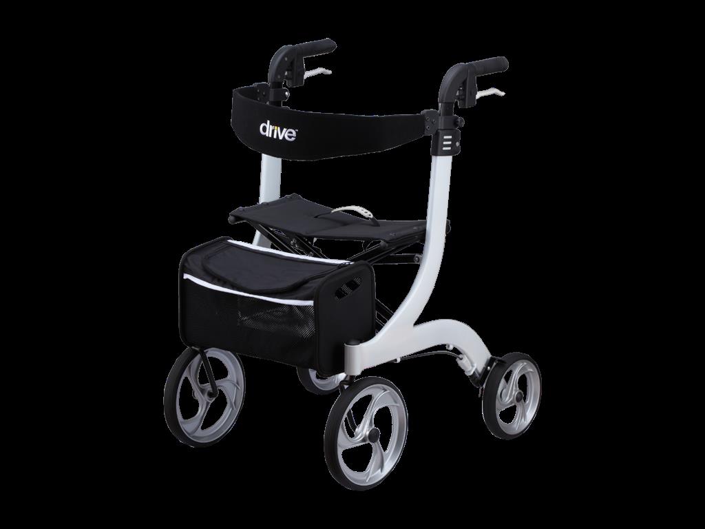 rollator-nitro-weiss_45.png Rollator NITRO mit Stockhalter Stoff-/ Netztasche>>>>Farbe: weiß Gr. M