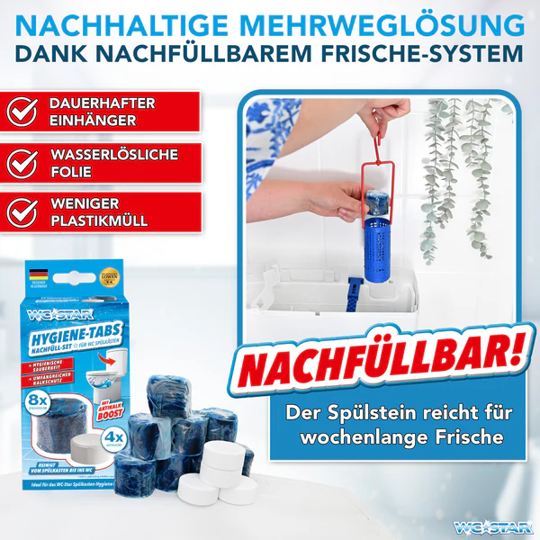 nachfüll7.jpg WC-Star Nachfüll-Set 8x Spülkasten-Tab (à 50 g), 4x Antikalk-Tab (25 g)