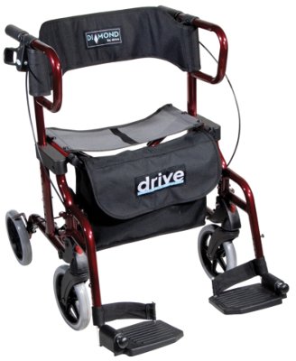 Rollator Diamond Deluxe mit Fußstützen rot>>>> Rollator Diamond Deluxe mit Fußstützen rot>>>>