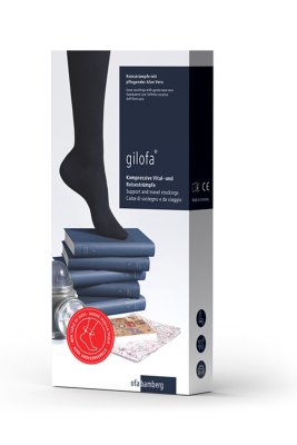 Gilofa AD, mit Aloe Vera, Wadenumfang 39 bis 49 cm, Gr. L (Paar)>>>>Farbe: schwarz Gr. 39-41