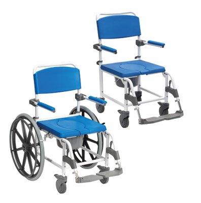 Dusch-Toilettenrollstuhl ASTON 5"Räder,weiß-blau>>>>