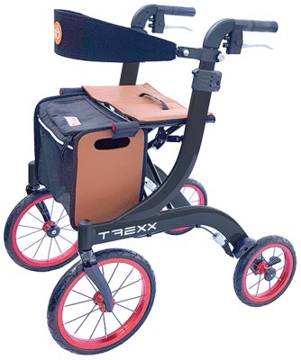 Alu-Outdoor-Rollator T REXX mit Tasche>>>>Farbe: scarletrot