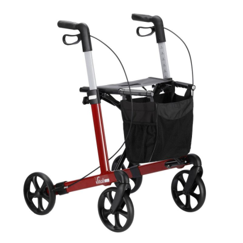 Rollator vital classic, inkl. Stofftasche, max 150 kg bel.>>>>Farbe: kirschrot SH 62 cm