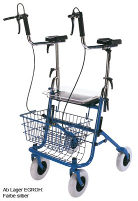 Arthritis-Rollator SENIO SRL mit Tablett, Korb,Sitz,PU,silber>>>> Arthritis-Rollator SENIO SRL mit Tablett, Korb,Sitz,PU,silber>>>>