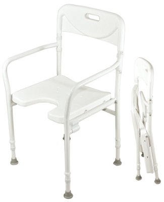 Duschstuhl DSF 130 mit Armlehnen und Ausschnitt, faltbar, weiß>>>>nur in 2er Schritten bestellbar Duschstuhl DSF 130 mit Armlehnen und Ausschnitt, faltbar, weiß>>>>nur in 2er Schritten bestellbar