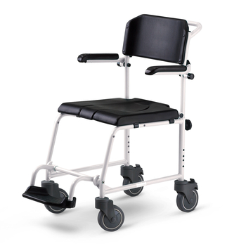 Dusch- und Toilettenrollstuhl McWet, 5 Zoll Schwenkräder, weiß-schwarz>>>>