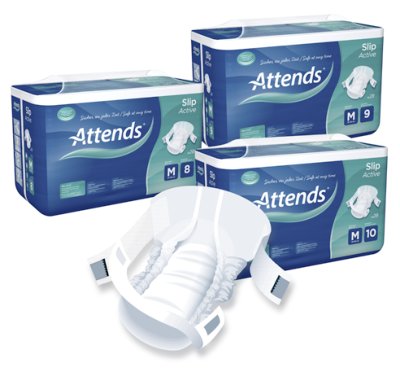 Windelhose Attends Slip Active,10 M(4x28Stk.), Windelhose Attends Slip Active,10 L(2x28Stk.),