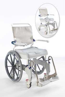 Dusch- und Toilettenrollstuhl AQUATEC OCEAN 24" Ergo weiß-grau>>>> Dusch- und Toilettenrollstuhl AQUATEC OCEAN 24" Ergo weiß-grau>>>>