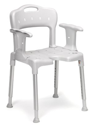 Duschstuhl SWIFT mit Armlehnen und Ausschnitt SH44-59cm>>>>Farbe: eisblau